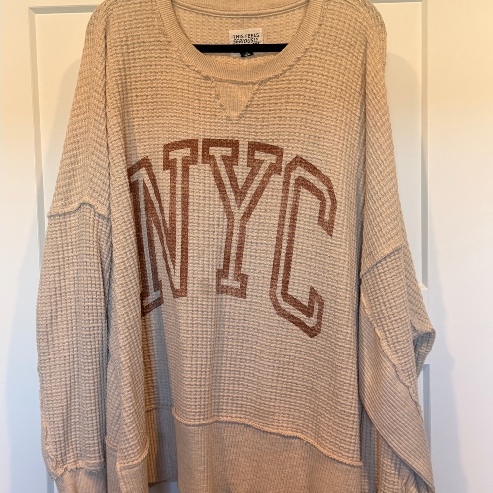 Beige AE Waffle Knit Sweater